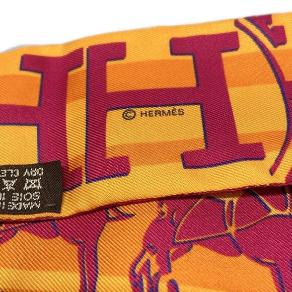 Auth HERMES Twilly - Orange Bordeaux Blue Scarf - Picture 2 of 4